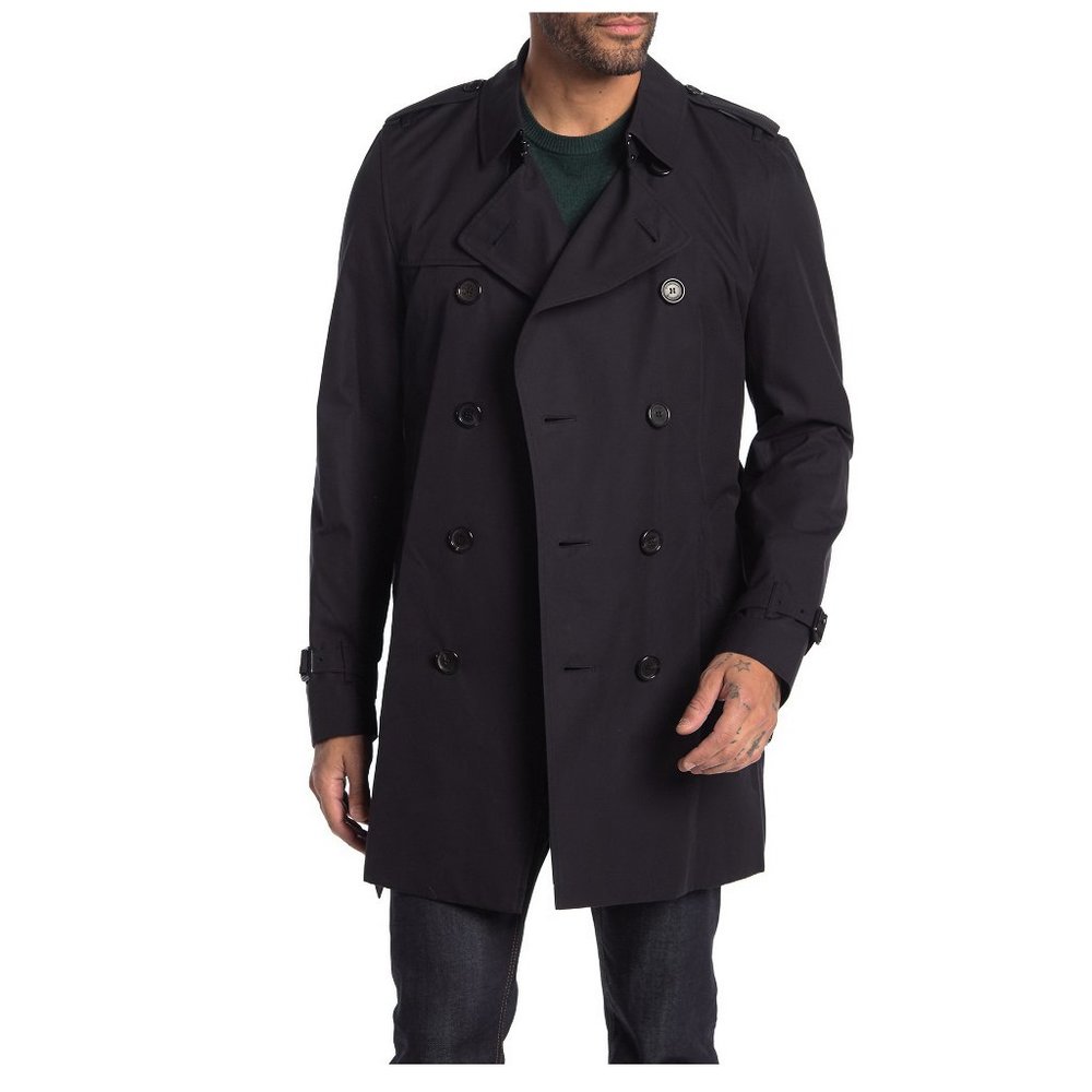NWT Burberry Men's Iconic Timeless Navy Belted Double-Breasted Trench Coat